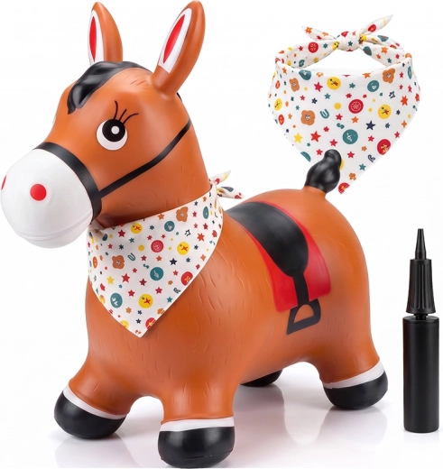 Cavallo gonfiabile con sella, pompetta e foulard