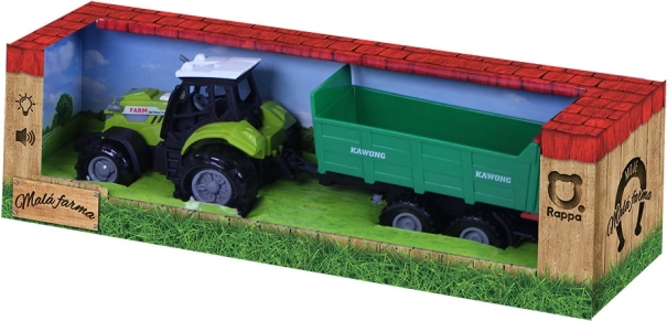 Trattore con suoni e luci con rimorchio verde