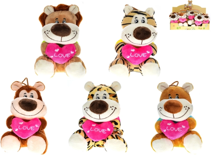 Peluche animale safari con cuoricino Love 15 cm