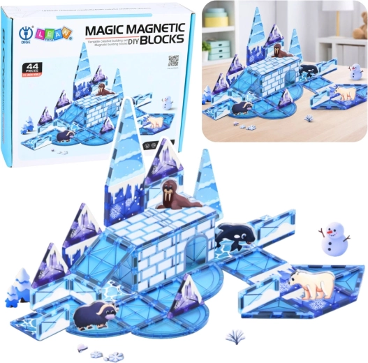 Costruzioni magnetiche Regno di Ghiaccio con animaletti, 44 pezzi