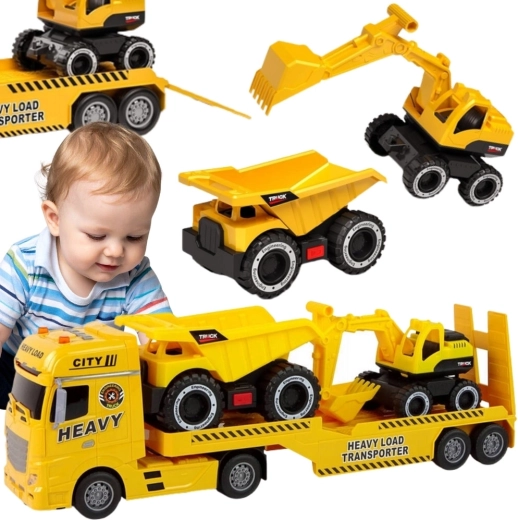 Camion carro attrezzi da cantiere Woopie con ribaltabile e escavatore