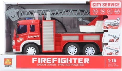 Autopompa dei vigili del fuoco a batteria con luci, suoni e getto d’acqua