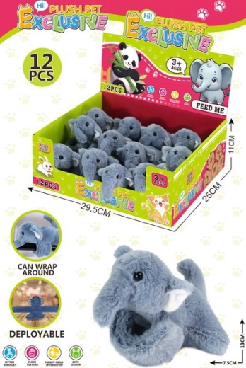 Braccialetto di peluche con elefante 11 × 7,5 cm