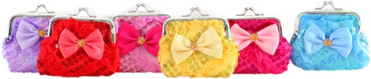 Piccolo portamonete per bambini con fiocco e glitter 9 cm - 1 pezzo