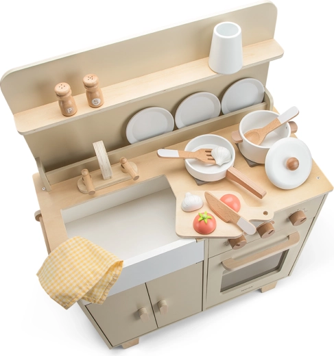 Cucina giocattolo in legno Woet di colore beige
