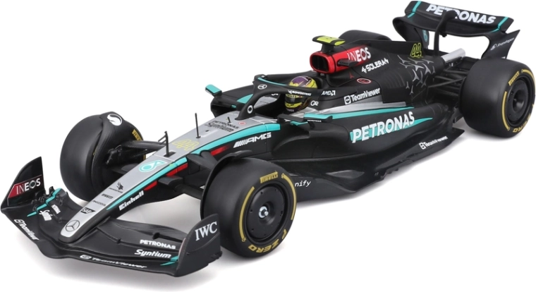 Bburago Mercedes-AMG Petronas W15 2024 #44 Lewis Hamilton – modello di Formula 1 1:24 in box acrilico
