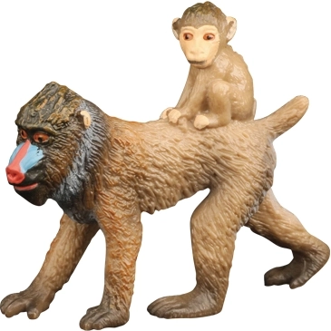 BALULU figurina di mandrillo con cucciolo
