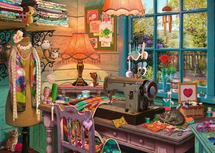 Puzzle Ravensburger Il mio rifugio 4: Angolo del cucito 1000 pezzi