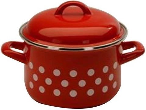 Pentola smaltata con coperchio 24 cm, 7 l Pois rossi