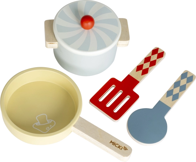 Set di stoviglie da cucina in legno per bambini Micki