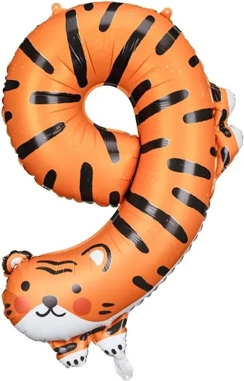 Palloncino in foil numero 9 – tigre 49 × 76 cm