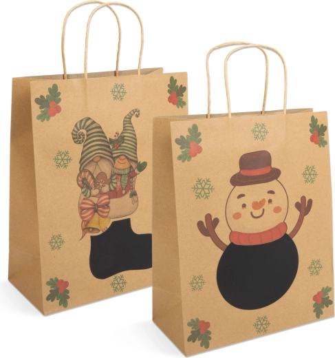 Sacchetto regalo di carta Kraft per bottiglia, 26,5 × 12,7 × 33 cm - 1 pezzo