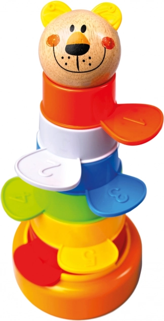 Bino torre colorata 2 in 1 – gioco educativo impilabile con orsetto