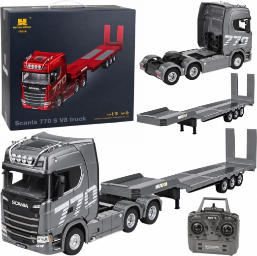 Camion telecomandato Scania 770S con rimorchio Huina in scala 1:18