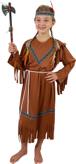 Costume da indiana per bambina con cerchietto e piume – taglia S
