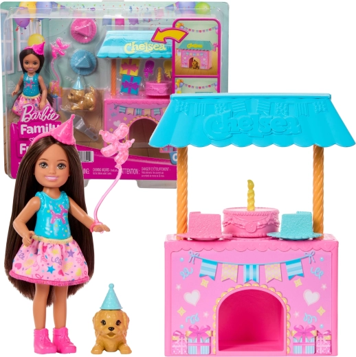 Mattel Barbie Club Chelsea sorpresa di compleanno – set con bambola, cagnolino e accessori