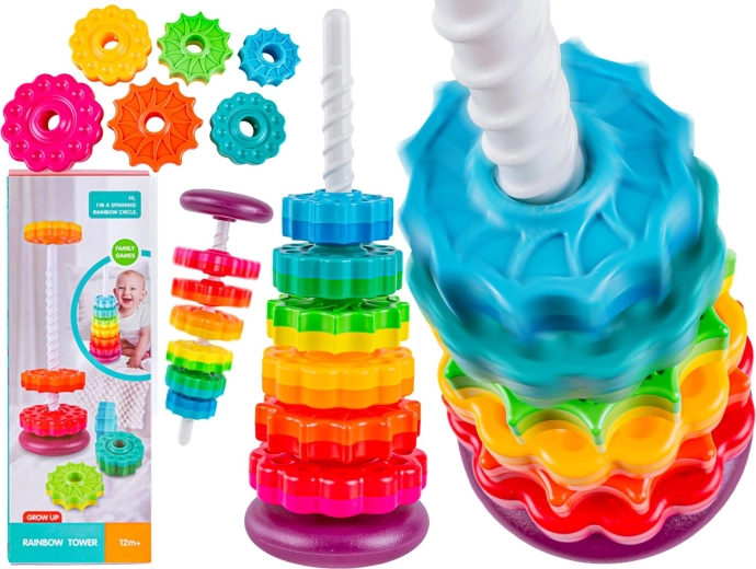 Torre sensoriale a vite colorata – anelli impilabili educativi