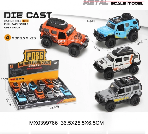 jeep fuoristrada in metallo 1:36 con trazione pull-back