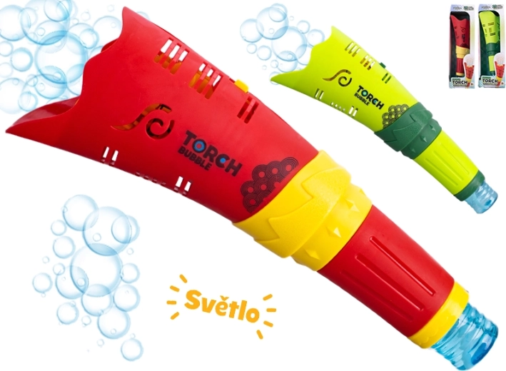 Soffiabolle a forma di torcia con effetti LED 26 cm