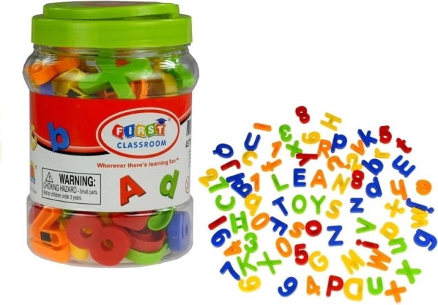 Lettere e numeri magnetici in barattolo 78 pezzi