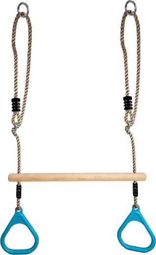 2Kids Toys anelli ginnici con sbarra in legno turchese
