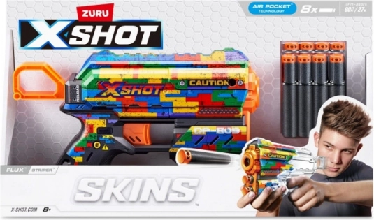 Blaster a dardi in schiuma X-Shot Skins Flux Striper (8 dardi)