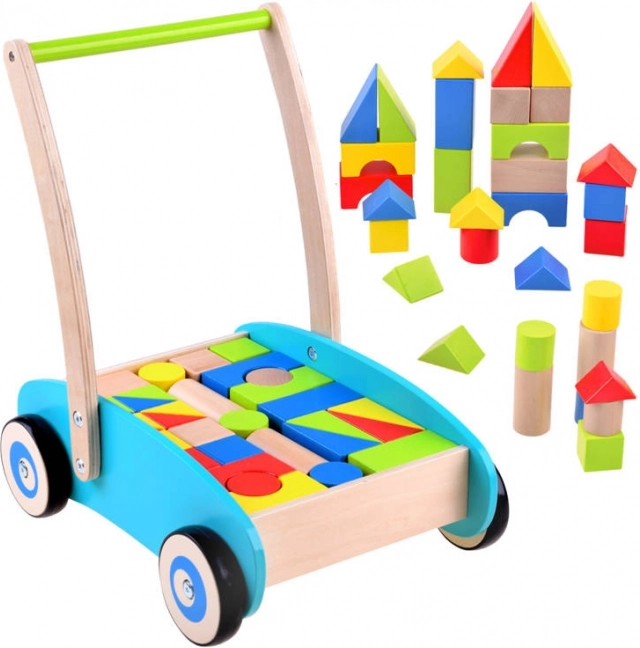 Girello in legno con blocchi per bambini