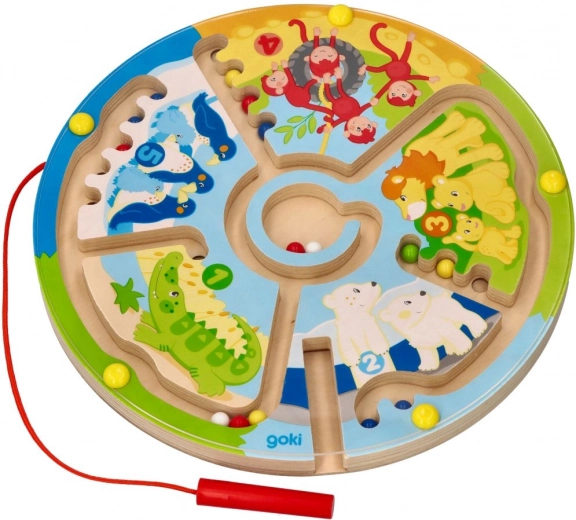 GOKI labirinto magnetico in legno Zoo