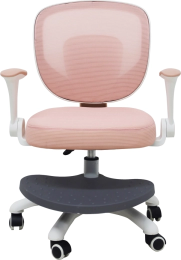Sedia girevole per bambini per scrivania con poggiapiedi regolabile, rosa
