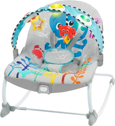 Sdraietta musicale vibrante per neonati e bambini Baby Einstein Ocean Explorers Kick to It Opus, fino a 18 kg