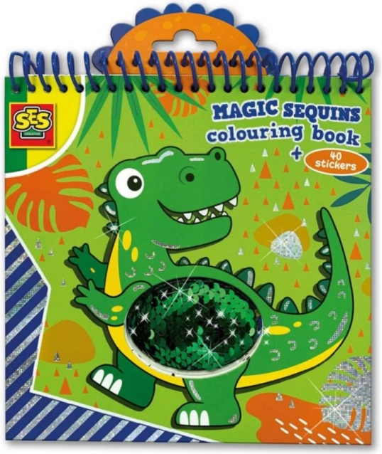 Libri da colorare magici con paillettes dinosauri – blu e verde