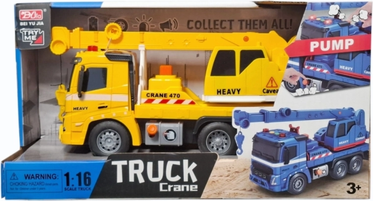 Camion da costruzione con gru girevole, luci e suoni - 1 pezzo