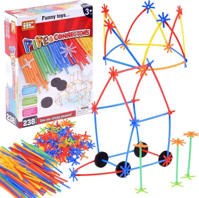 Set di costruzione con cannucce colorate e connettori, 238 pezzi