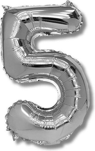 Palloncino in foil numero 5, 40 cm, argento