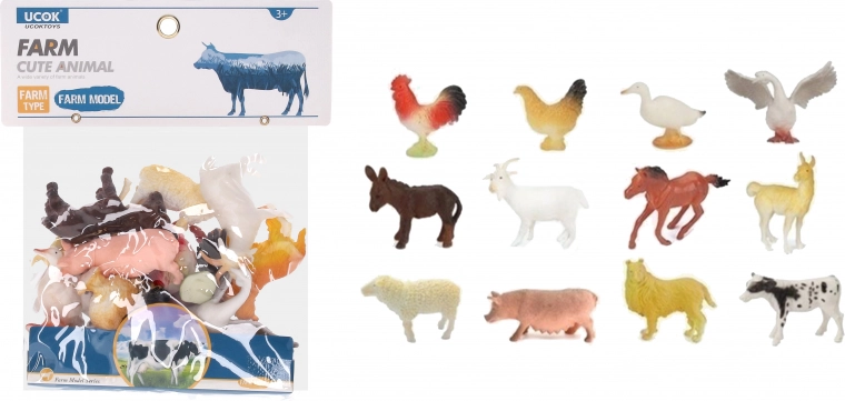 Set di figure animali da fattoria 12 pz