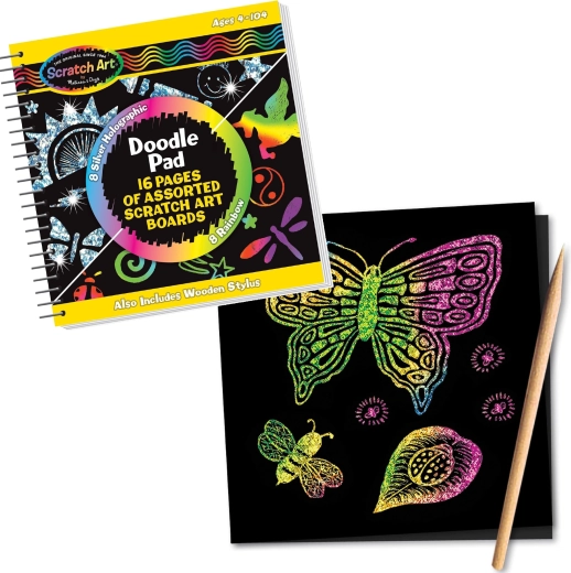 Blocco creativo Melissa & Doug con immagini da grattare e strumento in legno