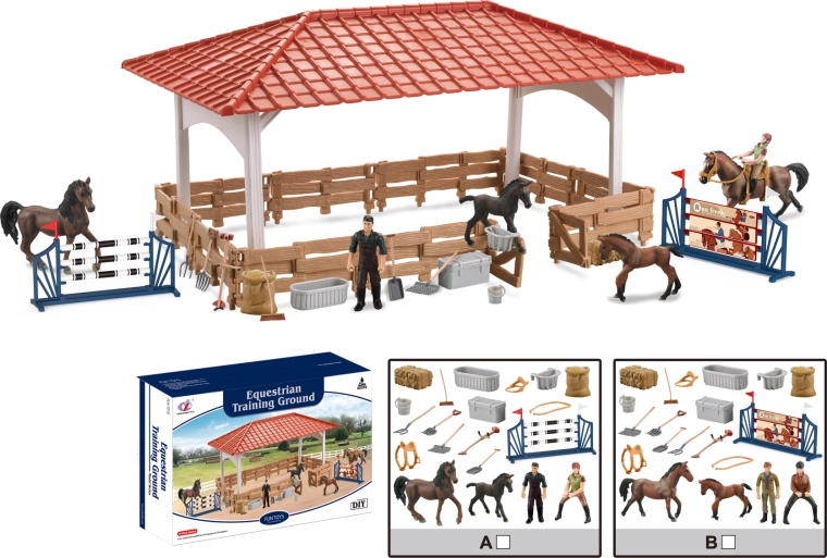 Animali della fattoria – grande pista equestre con accessori