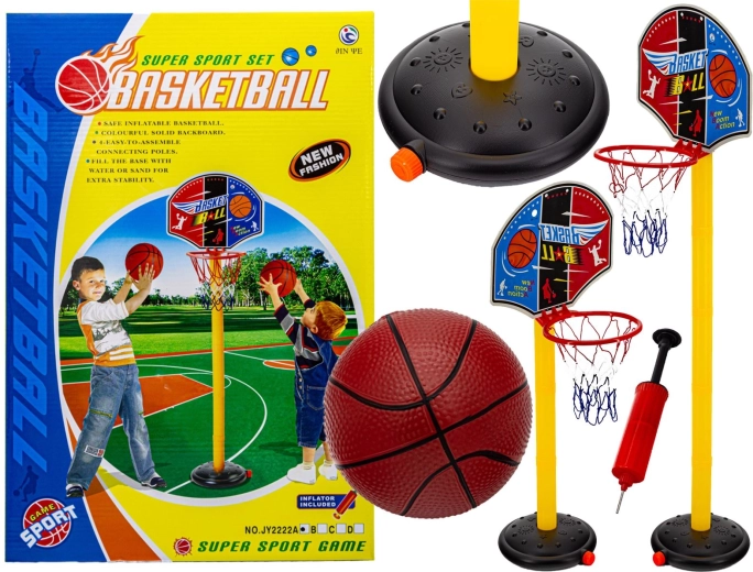 Set da basket per bambini con supporto, palla e pompetta