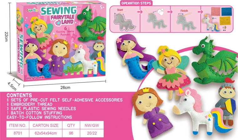 Kit creativo per ricamo di personaggi in feltro – principessa