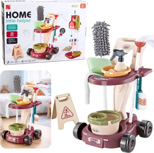 Carrello per le pulizie per bambini con mop, secchio e aspirapolvere – 26 pezzi