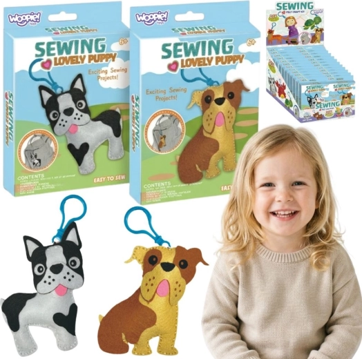 Woopie Sewing Lovely Puppy – set di cucito per bambini (cagnolini portachiavi fai da te)
