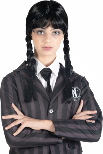 Parrucca Wednesday con trecce nere