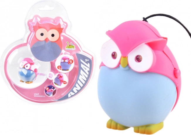 Portachiavi colorato a forma di gufo con luce e suono