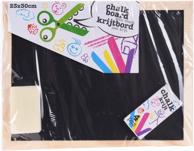 Lavagna per disegno 30 × 23 cm con gessetti e spugnetta