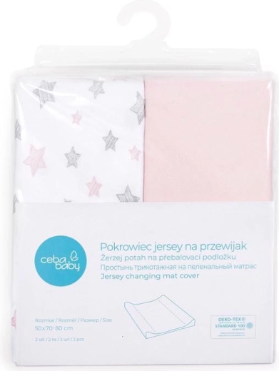 Ceba Baby fodera per fasciatoio 50 × 70 cm, 2 pz Candy Pink + Pink Stars