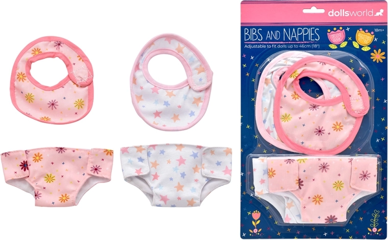 Dolls World bavaglini e pannolini per bambole 46 cm