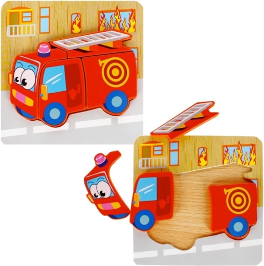 Puzzle educativo in legno Pompieri