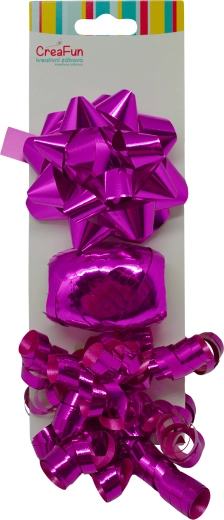 Set regalo di fiocchi e nastro metallizzati, 3 pz (fiocchi 9 cm, nastro 10 m, fiocchino 6 mm)