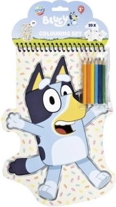 Bluey - album da colorare con adesivi e matite colorate (6 pz)