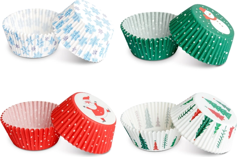 Pirottini di carta natalizi per muffin, 100 pezzi